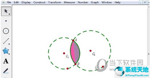 几何画板怎么给两圆相交部分涂颜色