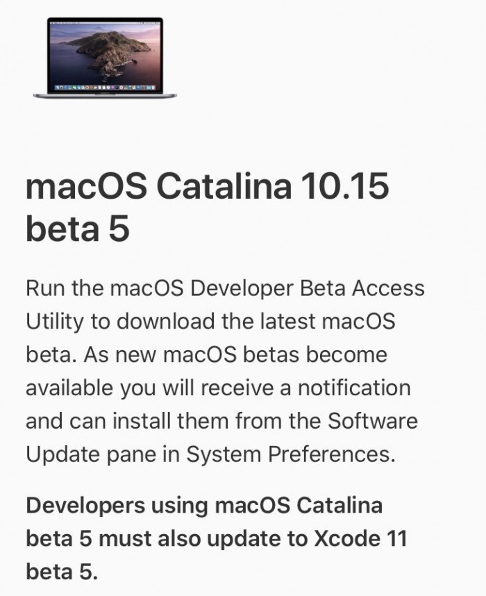 苹果推出macOS Catalina 10.15 Beta 5更新