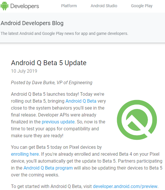 谷歌推送Android Q Beta 5预览版，多次更新手势导航