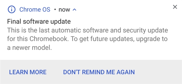 Chromebook终止更新