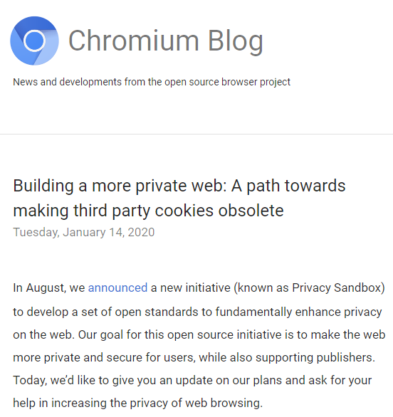 Chrome浏览器逐渐淘汰第三方Cookie支持