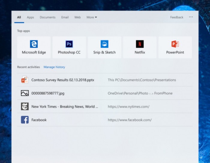 Windows 10 19H1新版本18329新增搜索Top Apps等功能2.jpg