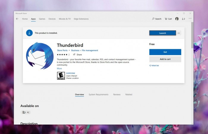 Thunderbird for Win10在微软商店上架