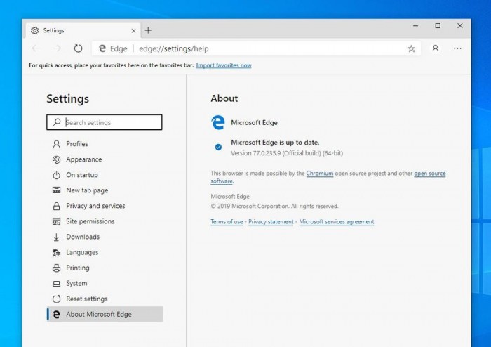 Win10 Edge Build 77.0.235.9