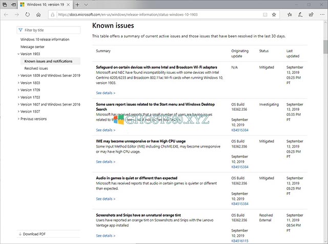 Win10 1903版本已知问题列表 实时更新.jpg