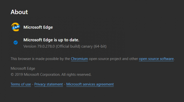 Win10 Edge Canary版更新