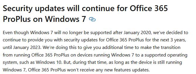 Win7 Office 365 ProPlus安全更新周期