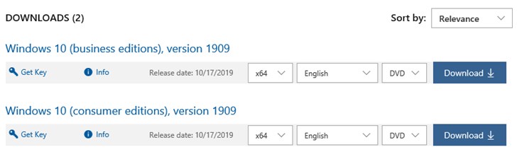 Win10 1909原版官方ISO镜像下载