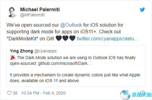 微软开源Outlook for iOS黑暗模式