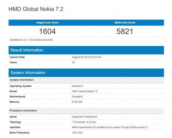 Nokia 7.2怎么样？配置如何？Nokia 7.2跑分曝光