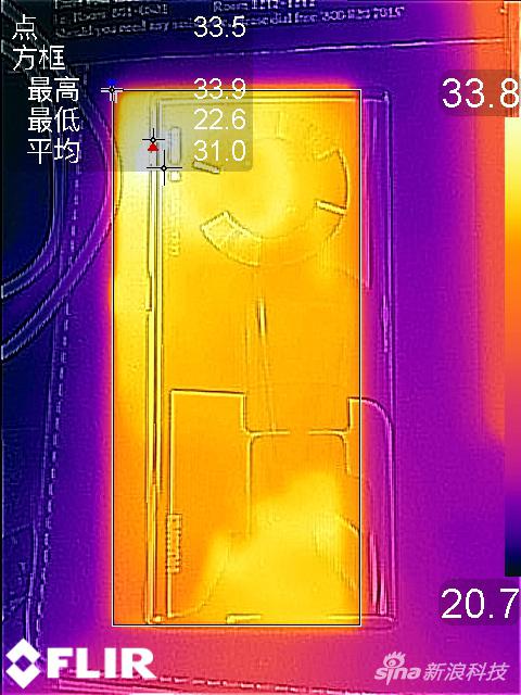 平均温度31度，高温出现在摄像头附近为33度