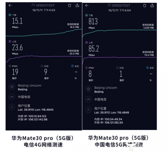 华为Mate30 Pro 5G手机网速测试