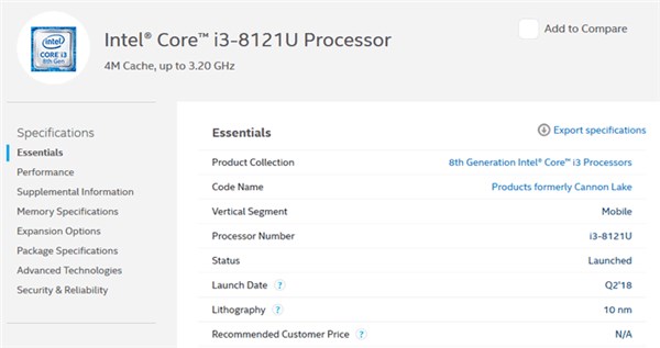 Intel低调10nm处理器i3 8121U：支持LPDDR4内存.png