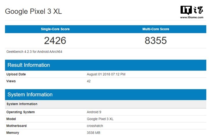 Pixel 3 XL跑分现身Geekbench：搭载骁龙845.jpg