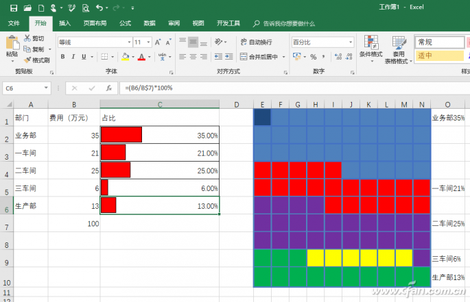 颜色制作占比堆积图10