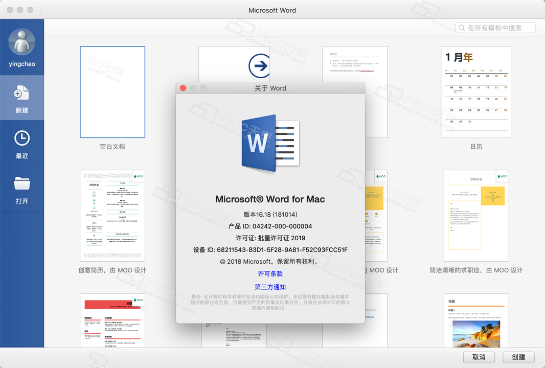 Office Word 2019 for mac中文激活版下载安装及激活教程（图文）