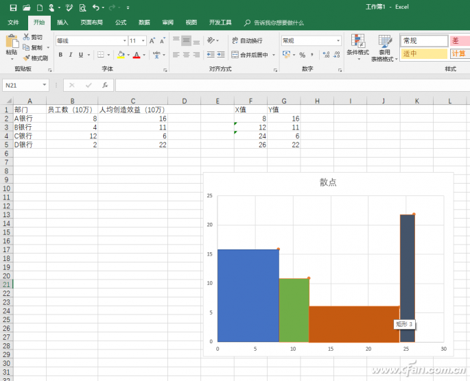 Excel2016打造不等宽柱形图的技巧4