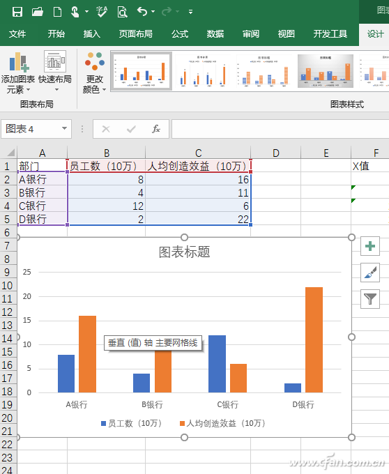 Excel2016打造不等宽柱形图的技巧1