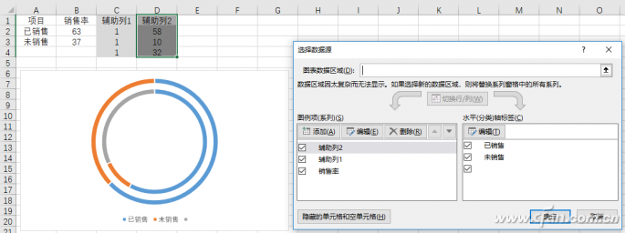 office技巧_Excel旋钮圆环图表制作技巧-3