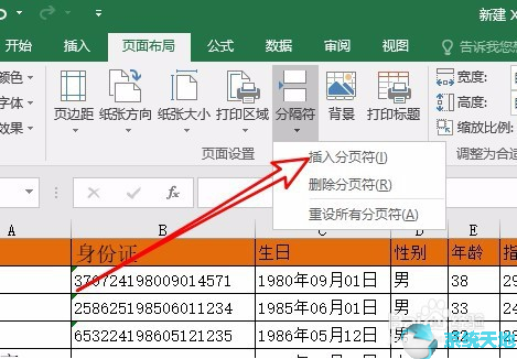 Excel2019如何插入分页符？
