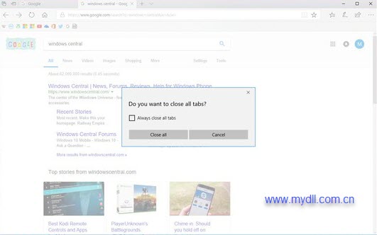 如何恢复Microsoft Edge提示关闭所有标签页(图1)