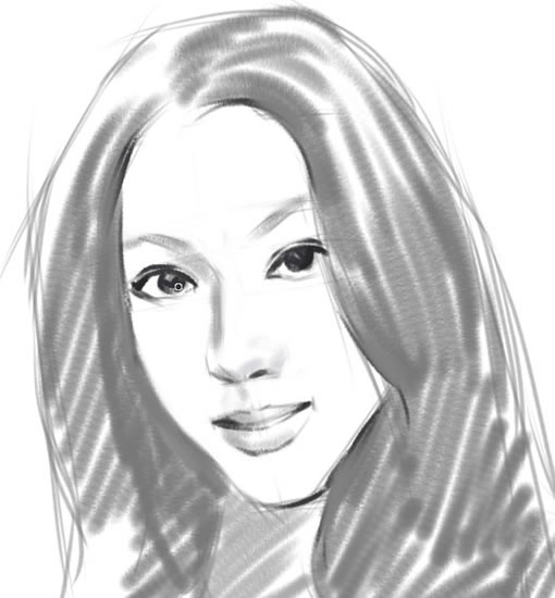 如何借助painter绘画软件绘制美女素描肖像的方法(图11)