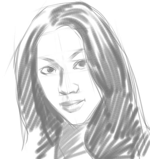 如何借助painter绘画软件绘制美女素描肖像的方法(图8)