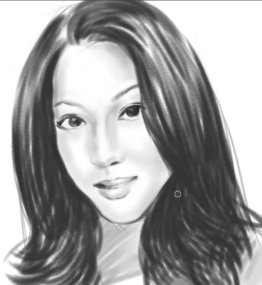 如何借助painter绘画软件绘制美女素描肖像的方法(图19)