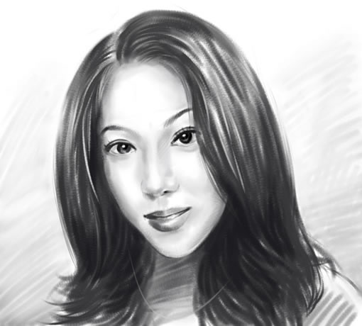 如何借助painter绘画软件绘制美女素描肖像的方法