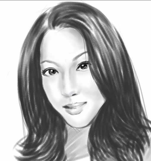如何借助painter绘画软件绘制美女素描肖像的方法(图22)