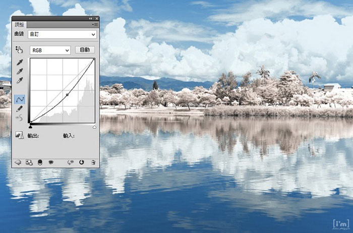 如何使用Photoshop把湖泊照片调节成冬日雪景照 