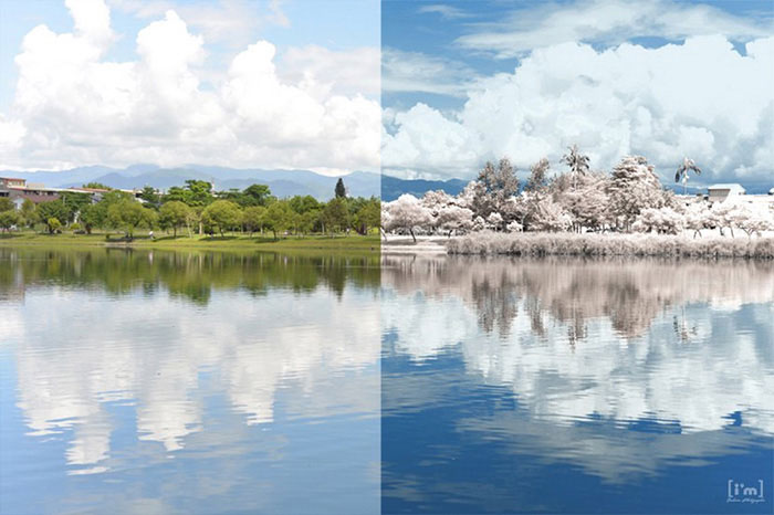 如何使用Photoshop把湖泊照片调节成冬日雪景照 