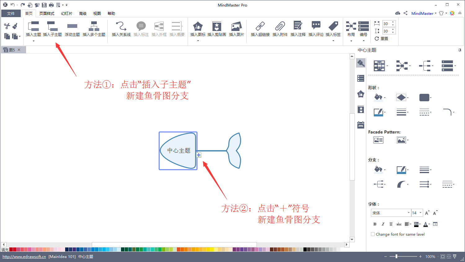 如何使用MindMaster画鱼骨图