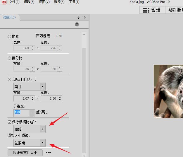 acdsee图片分辨率的调整方法