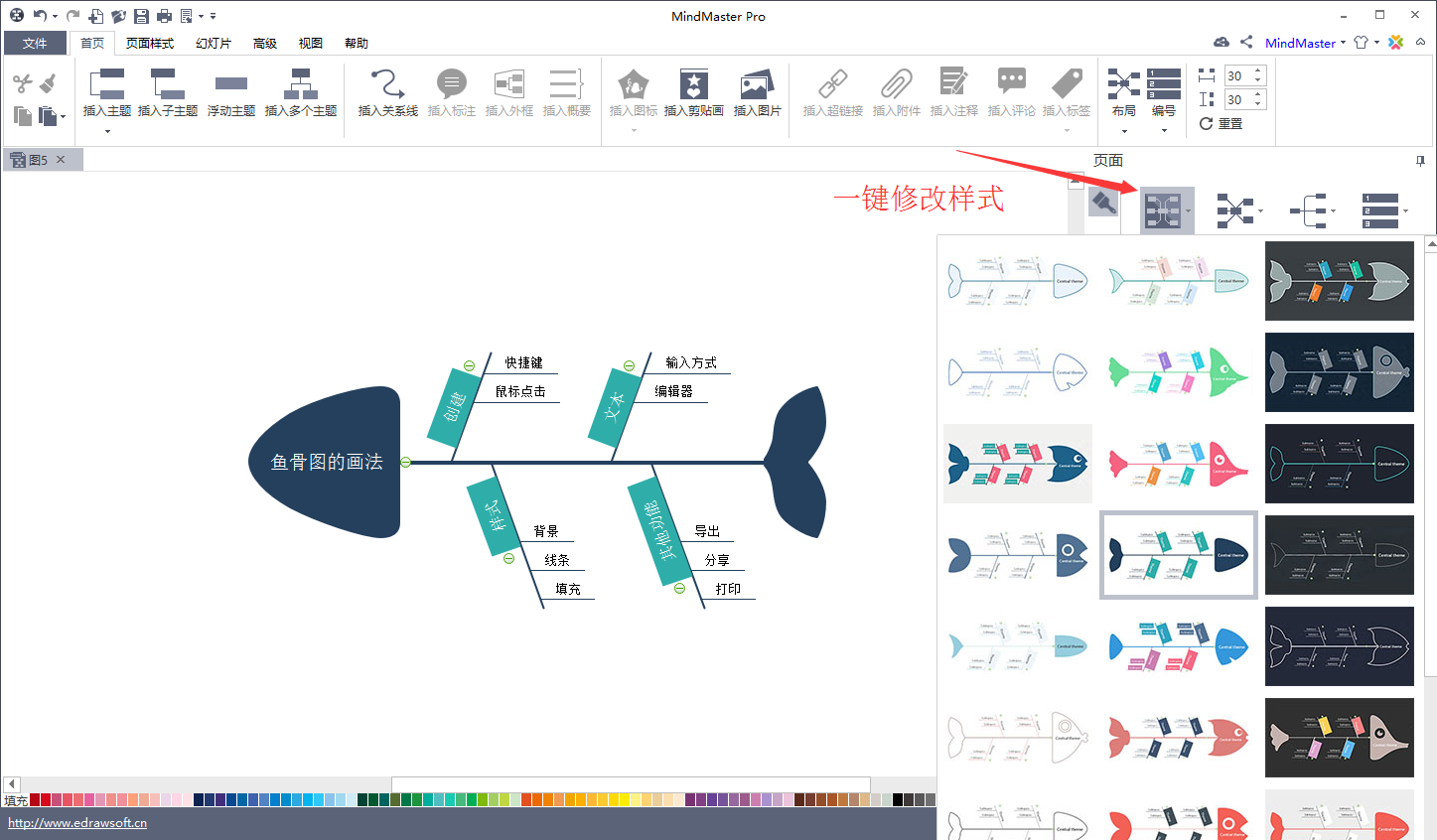 如何使用MindMaster画鱼骨图