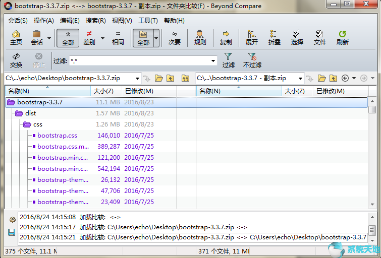 Beyond Compare比较压缩文档不对齐