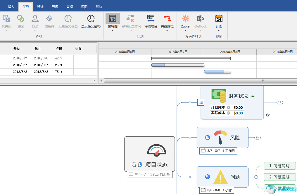 MindManager2020使用甘特图功能教程