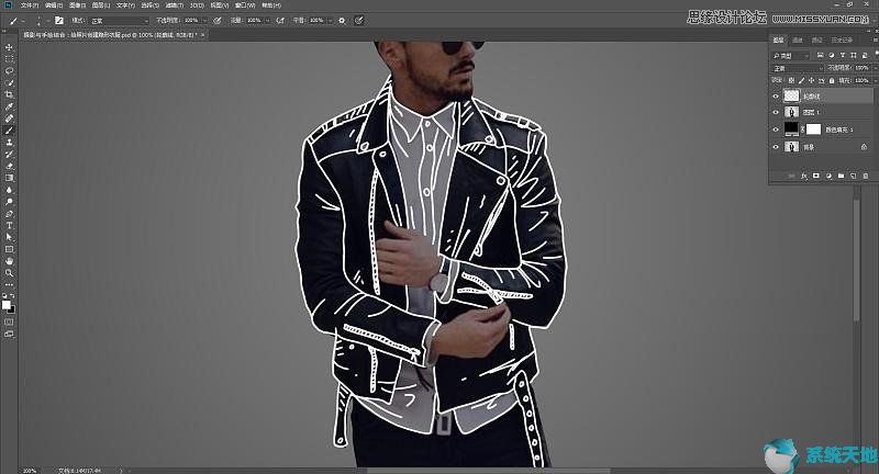 Photoshop cs6如何将人物衣服转成创意线稿效果？