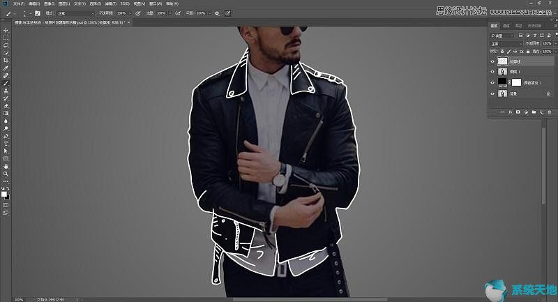 Photoshop cs6如何将人物衣服转成创意线稿效果？