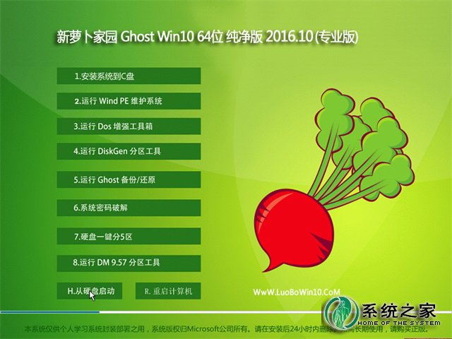 萝卜windows10新年增强版下载（Win10纯净版64位）1.jpg