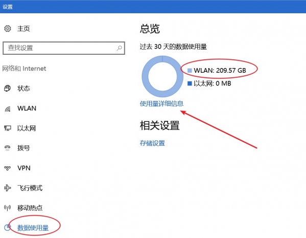 Win10纯净版下数据使用量查看与重置的技巧2.jpg