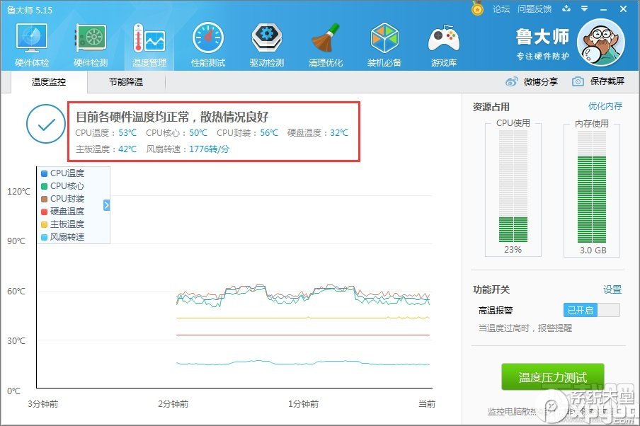 WIN10专业版下如何通过鲁大师查看CPU温度?