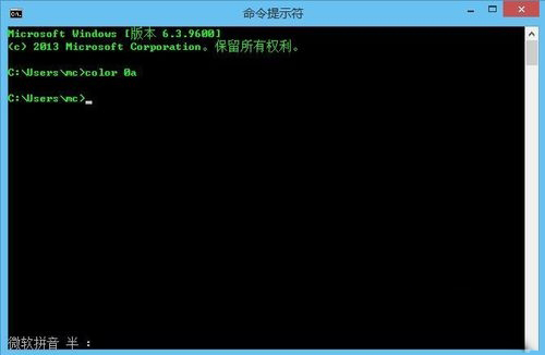 Win10专业版下将CMD显示颜色更换为绿色的技巧2.jpg