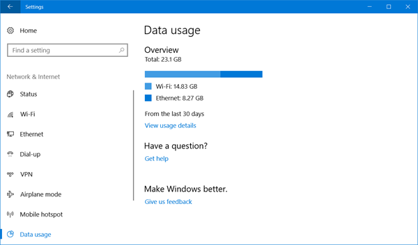 监视/限制Windows 10数据使用情况的技巧2