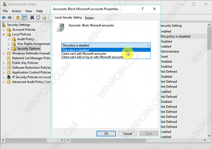 如何防止在windows10中添加Microsoft帐户