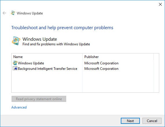 修复：windows10错误0x8024a112