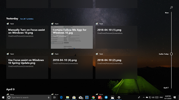 如何在windows10中使用时间轴功能