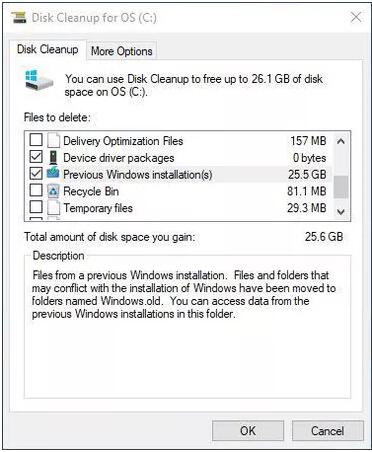 升级Win10 1803专业版后释放磁盘空间的技巧1.jpg