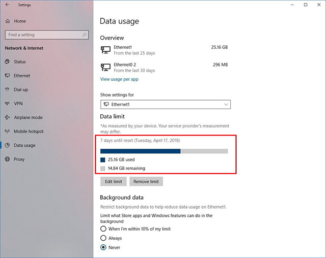 Win10专业版配置数据使用限制的技巧