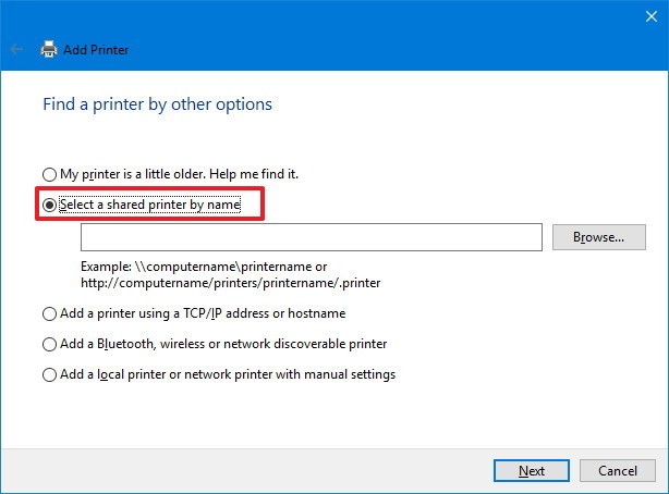 windows10:将设备连接到共享打印机